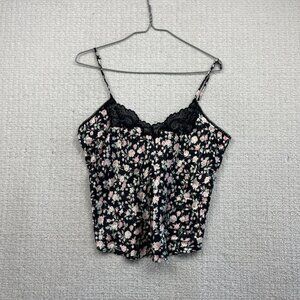 VTG Y2K Linda Bis Silky Camo Top Floral Coquette Lingerie lace Boho Read